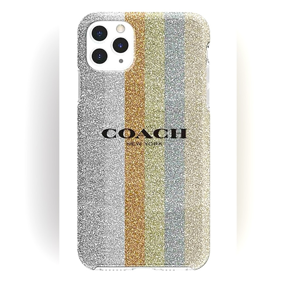 Coach Protective Case for iPhone 11- Glitter Americana Neutral Silver & Gold 🆕